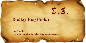 Deáky Boglárka névjegykártya